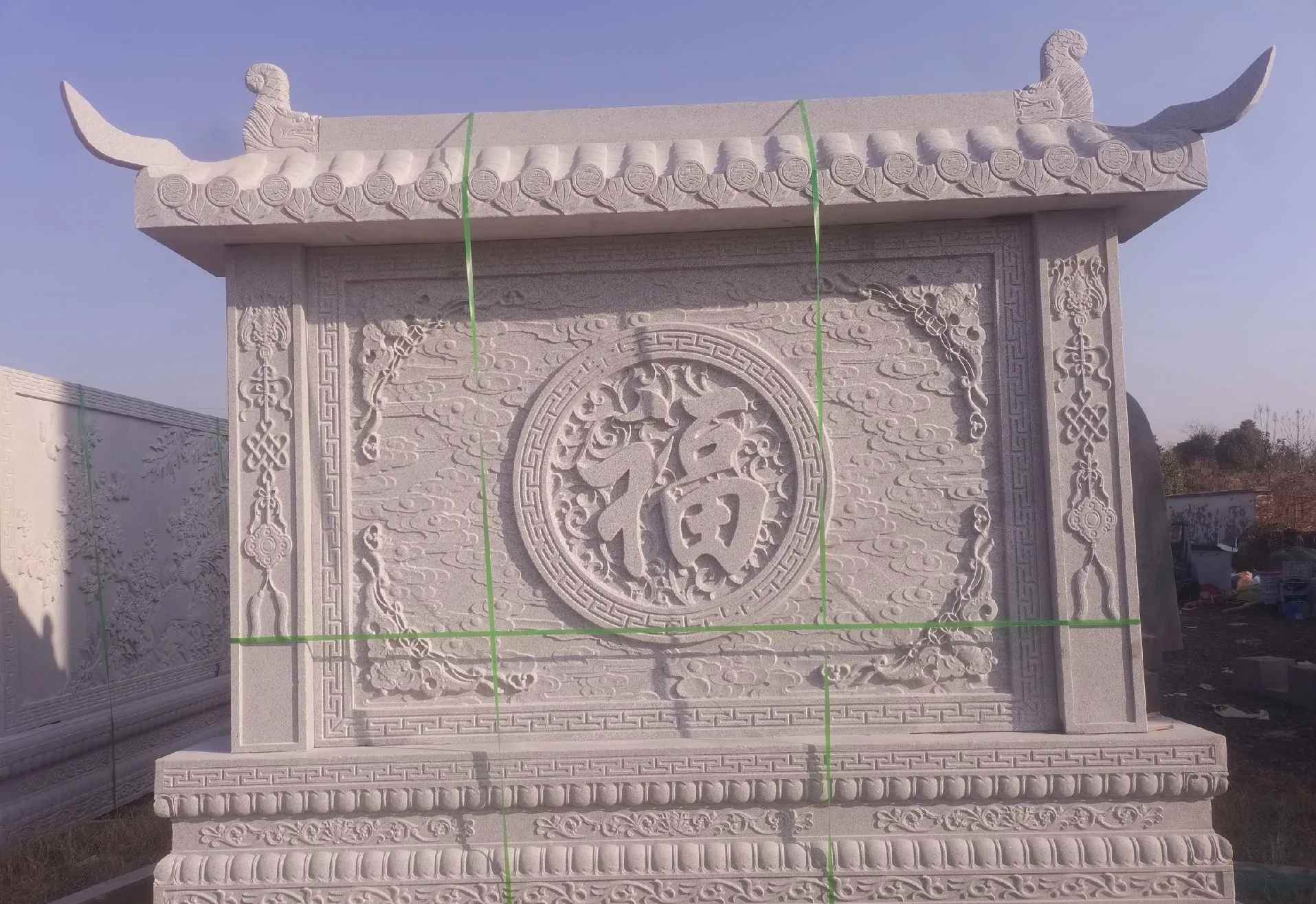山南 芝麻白花岗岩屏风，照壁，影壁